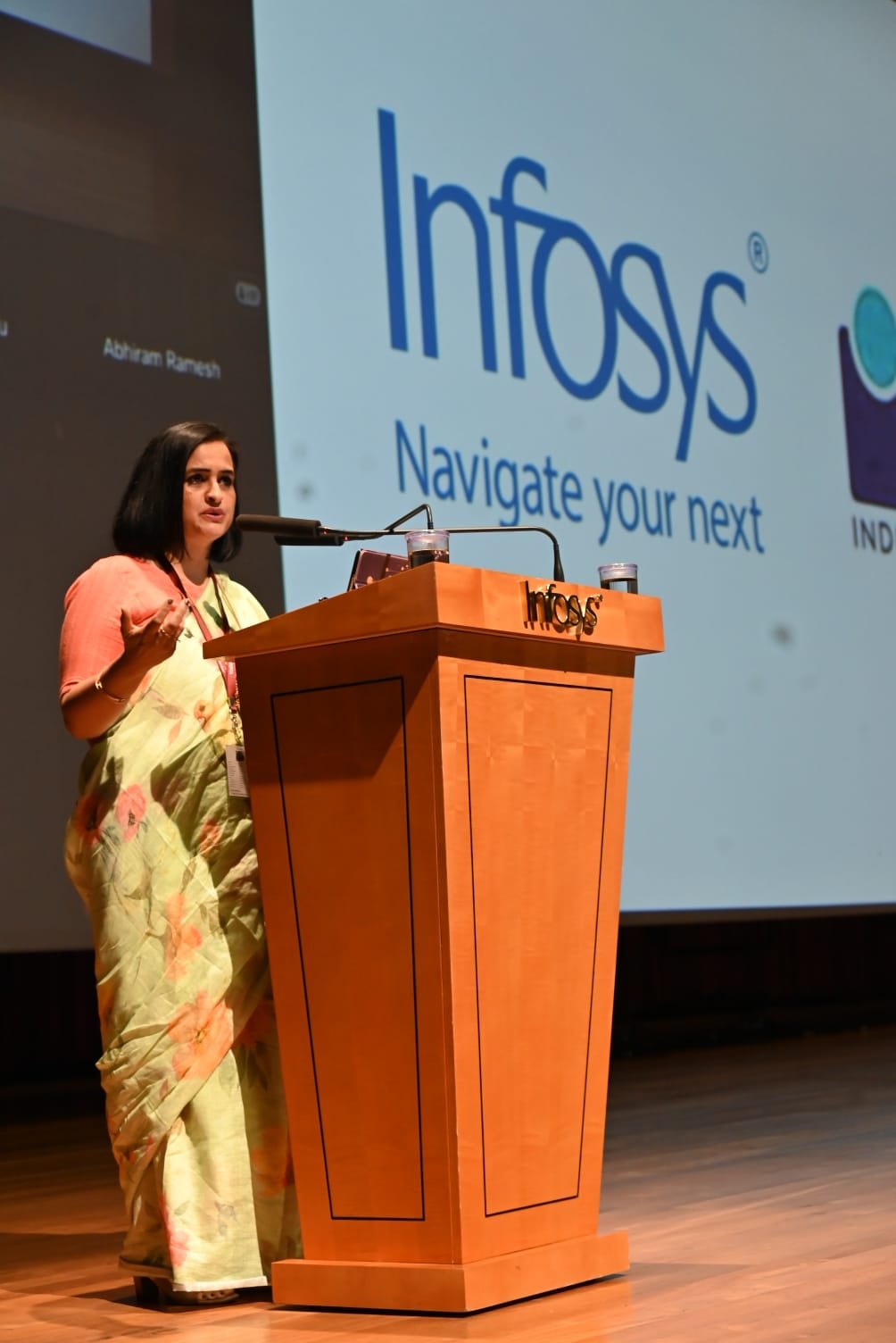 Mugdha Kalra presenting at an Infosys event